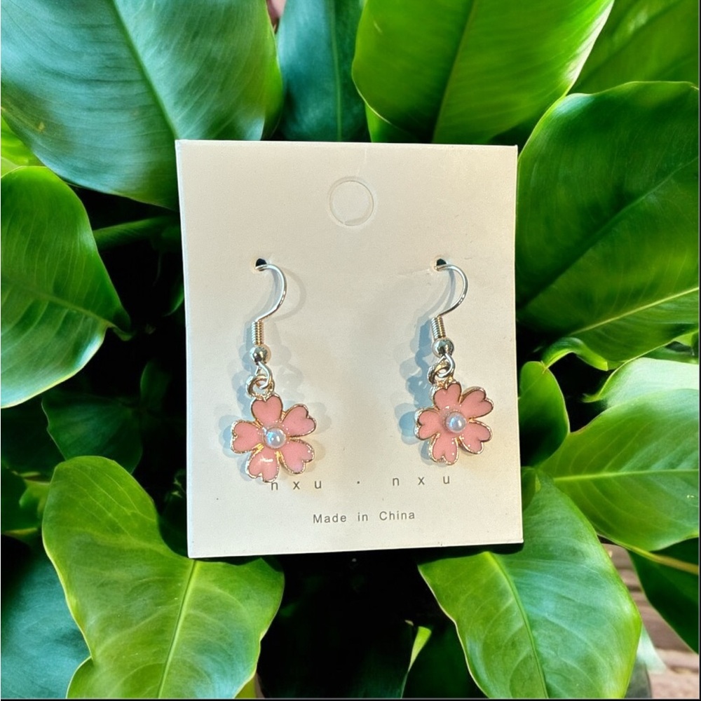 Pink Flower Earrings